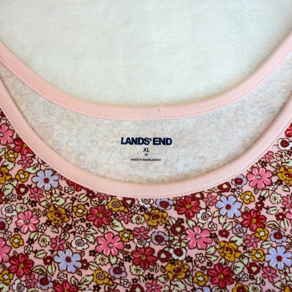 Lands End Womens XL Pink Floral Print Cotton Sleeveless Tank Top - Picture 5 of 10